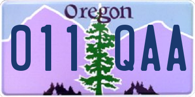 OR license plate 011QAA