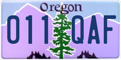 OR license plate 011QAF