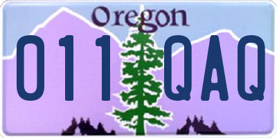 OR license plate 011QAQ