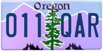 OR license plate 011QAR