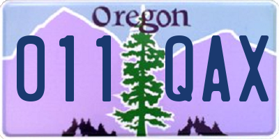 OR license plate 011QAX