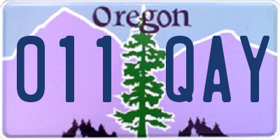OR license plate 011QAY