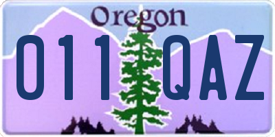 OR license plate 011QAZ
