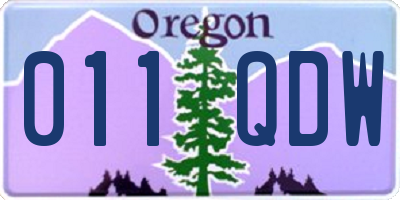 OR license plate 011QDW