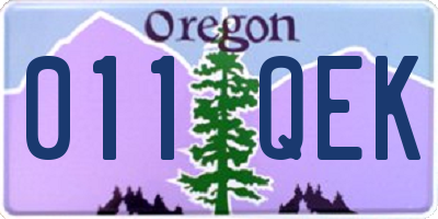 OR license plate 011QEK