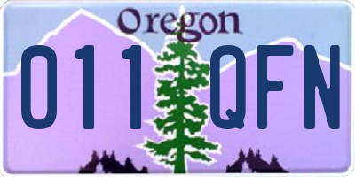 OR license plate 011QFN