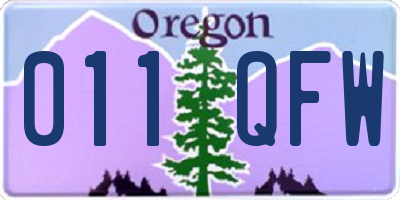 OR license plate 011QFW