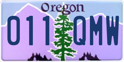 OR license plate 011QMW
