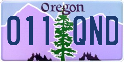 OR license plate 011QND