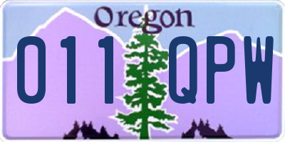 OR license plate 011QPW