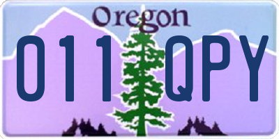OR license plate 011QPY