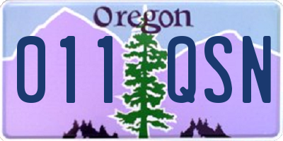 OR license plate 011QSN