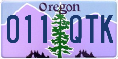 OR license plate 011QTK
