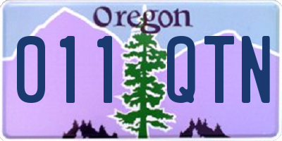 OR license plate 011QTN