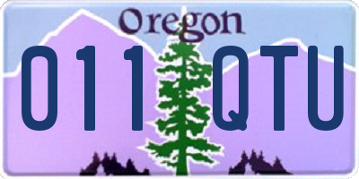 OR license plate 011QTU