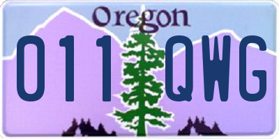 OR license plate 011QWG