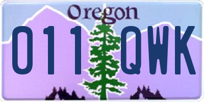 OR license plate 011QWK