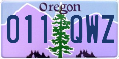 OR license plate 011QWZ
