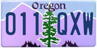 OR license plate 011QXW