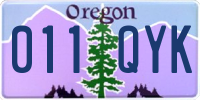 OR license plate 011QYK