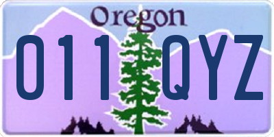 OR license plate 011QYZ