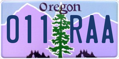OR license plate 011RAA
