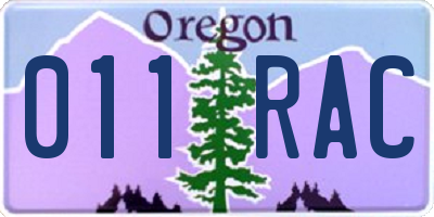 OR license plate 011RAC