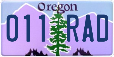 OR license plate 011RAD