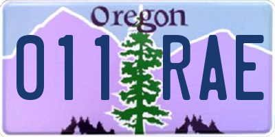 OR license plate 011RAE