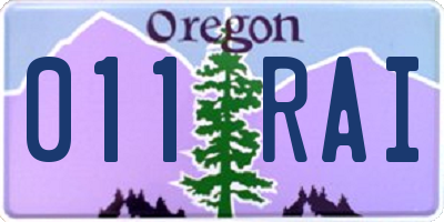 OR license plate 011RAI