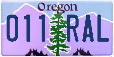 OR license plate 011RAL