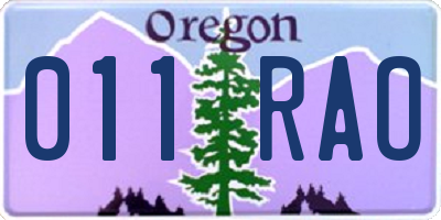 OR license plate 011RAO