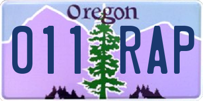OR license plate 011RAP