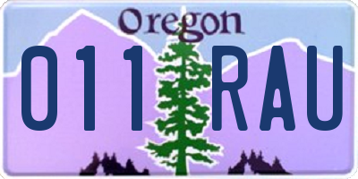 OR license plate 011RAU