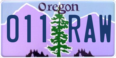 OR license plate 011RAW