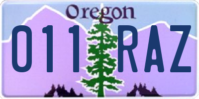 OR license plate 011RAZ