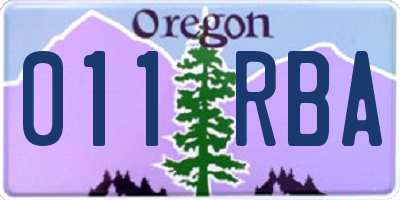 OR license plate 011RBA