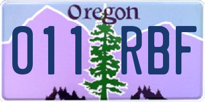 OR license plate 011RBF