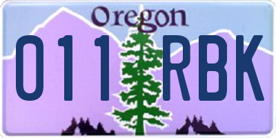 OR license plate 011RBK