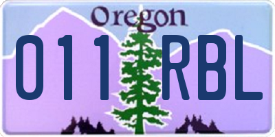 OR license plate 011RBL