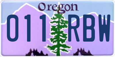 OR license plate 011RBW