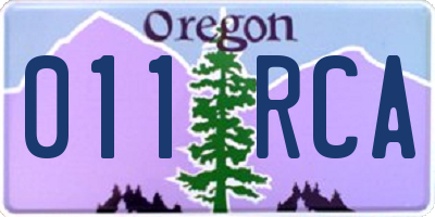 OR license plate 011RCA