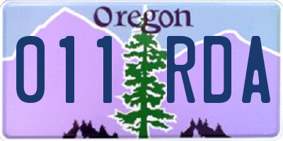 OR license plate 011RDA