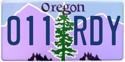 OR license plate 011RDY