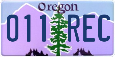 OR license plate 011REC