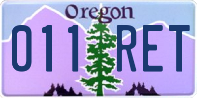 OR license plate 011RET