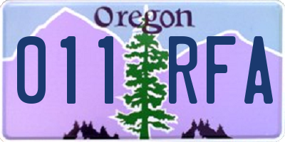 OR license plate 011RFA