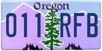 OR license plate 011RFB