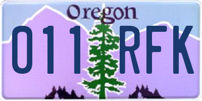 OR license plate 011RFK