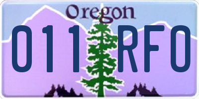 OR license plate 011RFO